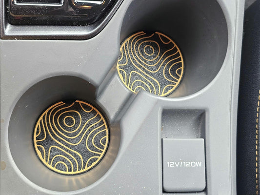 Subaru CROSSTREK Cupholder Spacer (24-26): Topo Pattern, Custom Color (Pair) 2 pieces